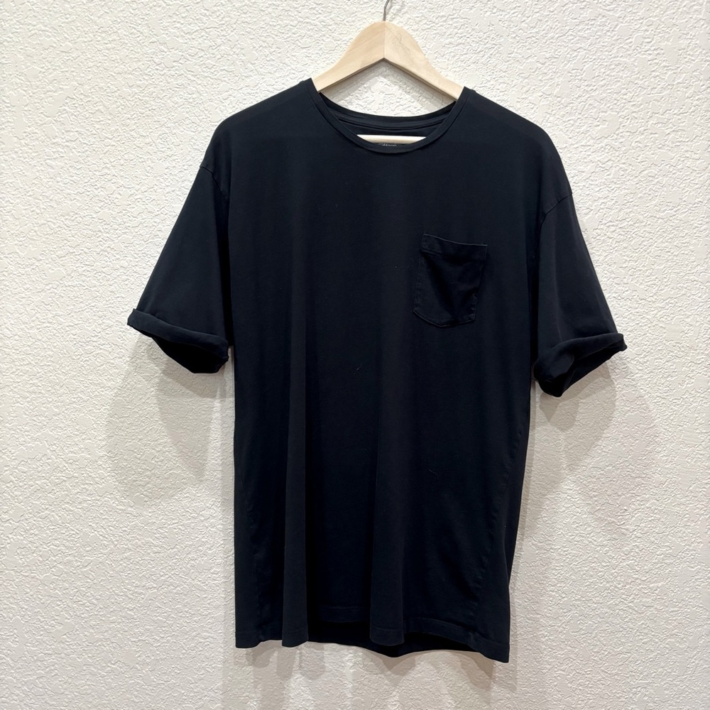 Zara Man Black Rolled Sleeve Pocket Tee Size XL Casual Minimalist